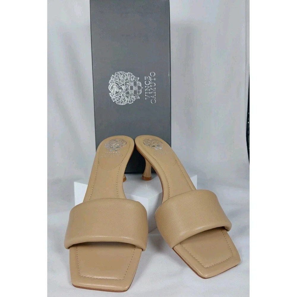 New With‎ Tags + Box Vince Camuto Vernani Tortilla Leather Slip On Heels Wms 9